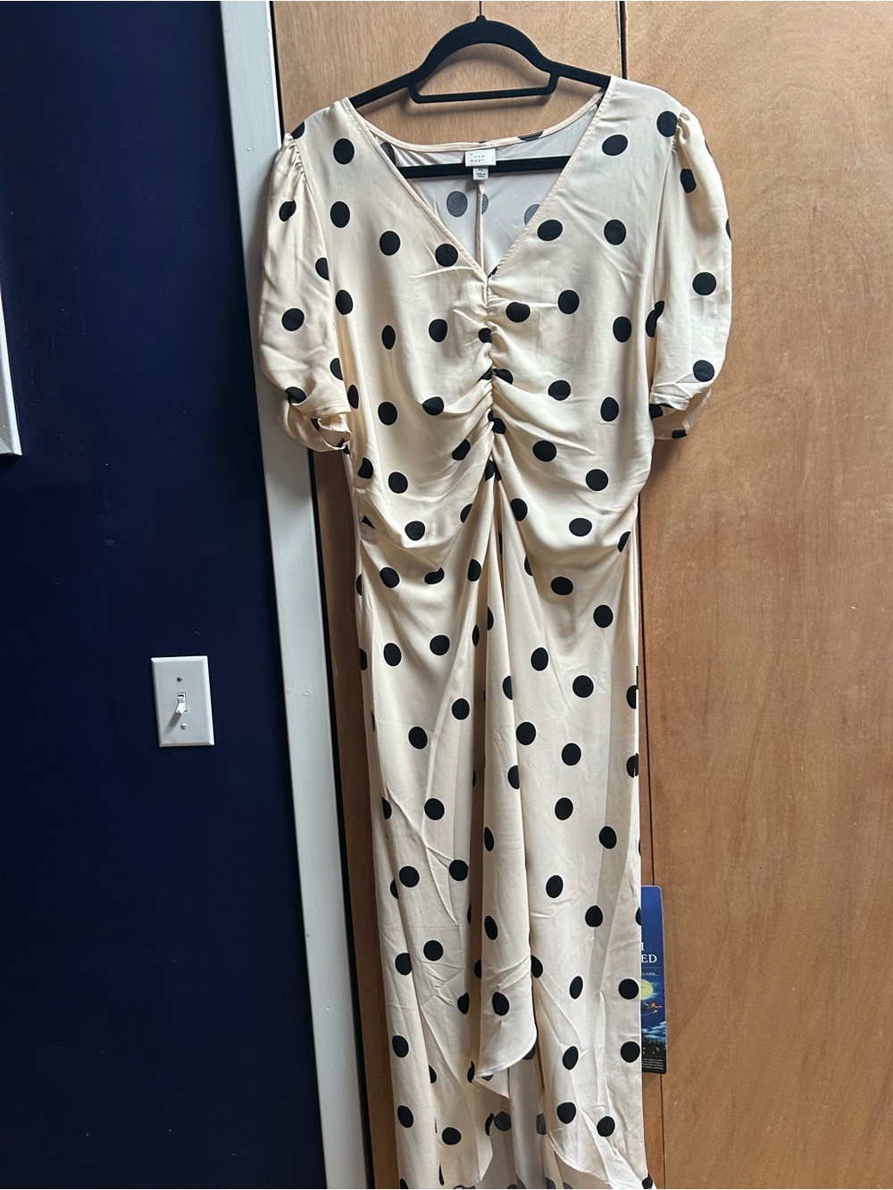 A New Day Cream Midi Dress with Black Polka Dots